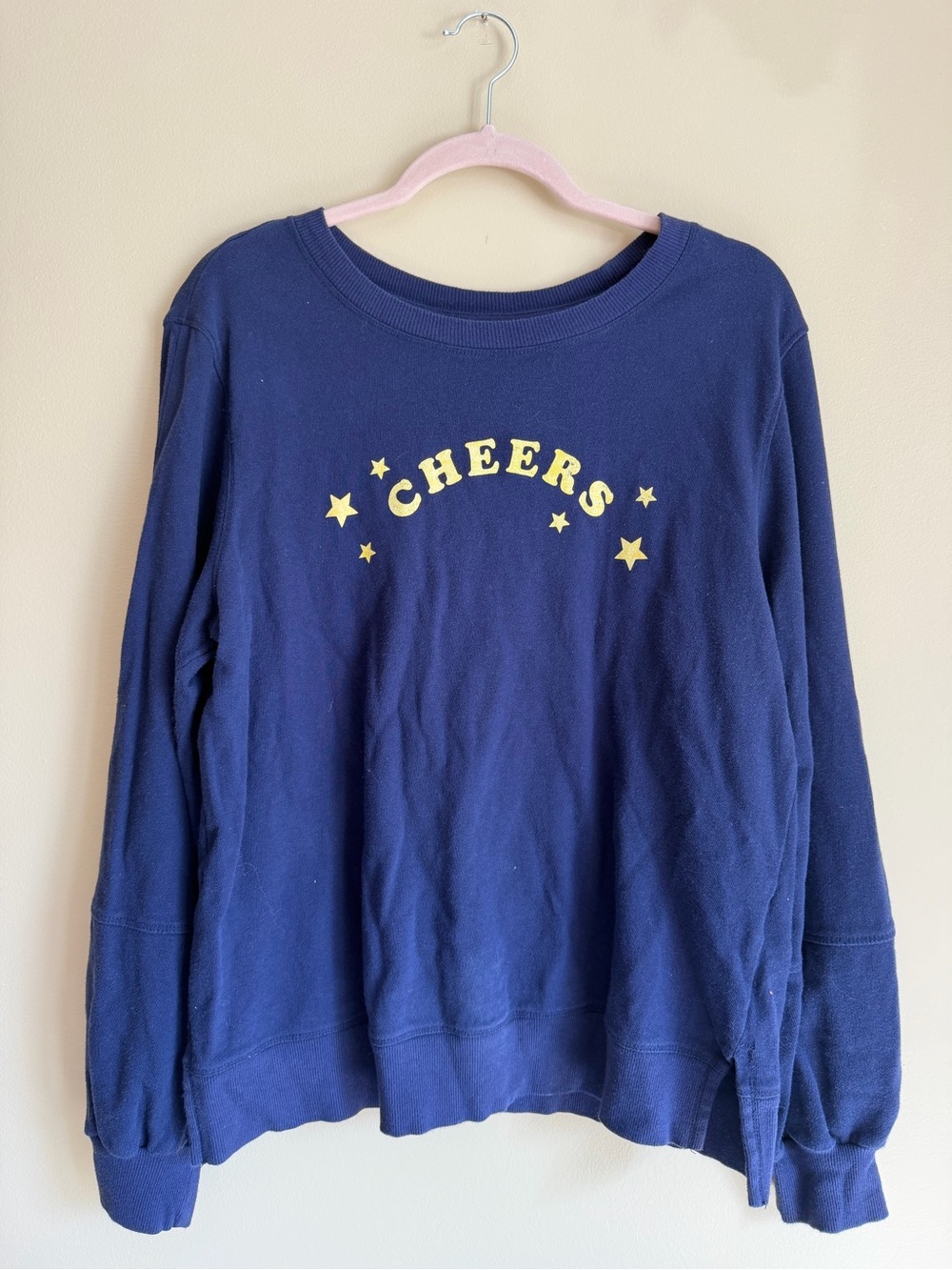 Anthropologie Navy Crewneck Sweatshirt with Subtle Logo